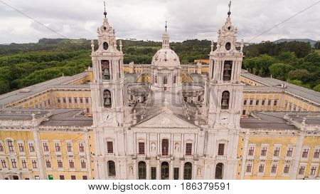 Main facade of the royal palace in Marfa, Portugal, May 10, 2017