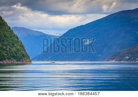Mountains Landscape And Fjord In Norway