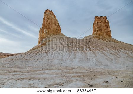 Peaked rocks in the canyon of Boszhira, chines Plateau Ustyurt, Kazakhstan