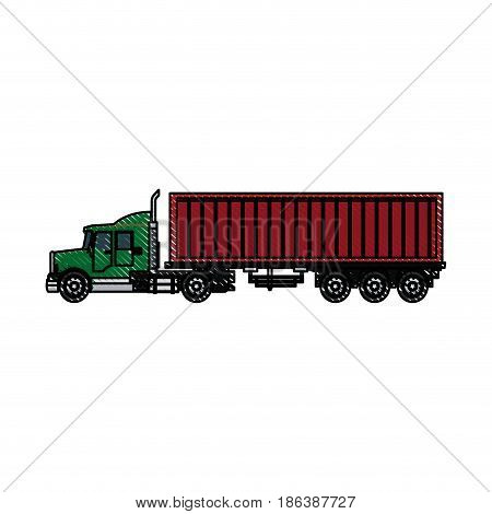 truck container shipping cargo outline vector illustration