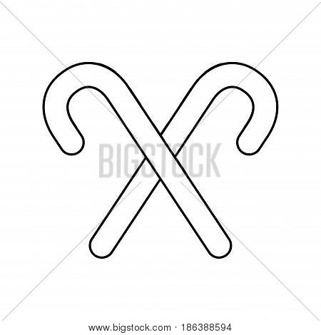 pair stick candy sweet xmas outline vector illustration