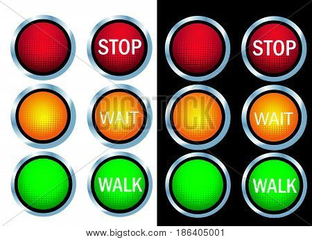 Traffic light illustration art on white and black background