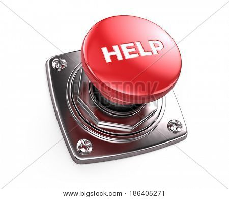 Red Help button - help concept. 3d render