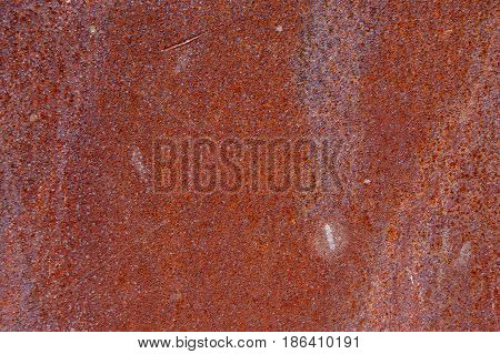 The metal surface rusted spots. Decay steel
