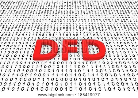 DFD in the form of binary code, 3D illustration