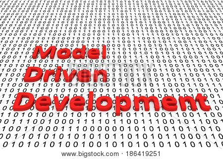 Model driven development in the form of binary code, 3D illustration