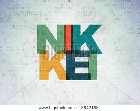 Stock market indexes concept: Painted multicolor text Nikkei on Digital Data Paper background