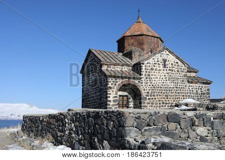 Surb Arakelots Church is ancient architectural monument of Armenia, 9th century, winter