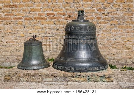 Two old bells in Narva fortress. Ida-Viru County eastern Estonia Europe