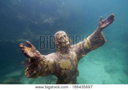 Christ Of The Abyss, Underwater Image, Toned Image,