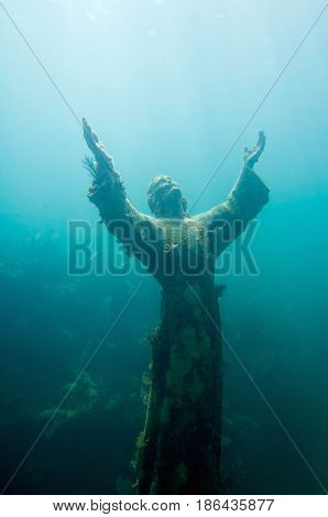 Christ Of The Abyss, Underwater Image, Toned Image,