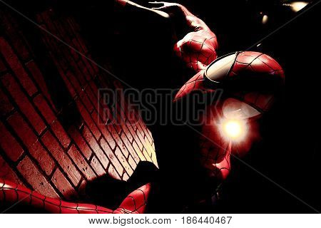 LAS VEGAS, USA - Oct 29, 2016: Close up Spiderman, Madame Tussauds museum in Las Vegas.