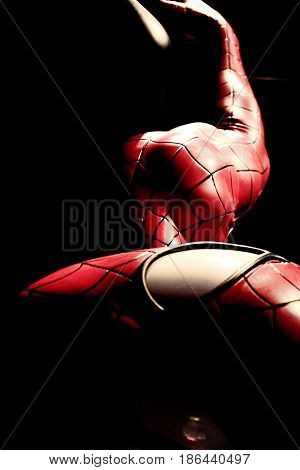 LAS VEGAS, USA - Oct 29, 2016: Close up Spiderman, Madame Tussauds museum in Las Vegas.