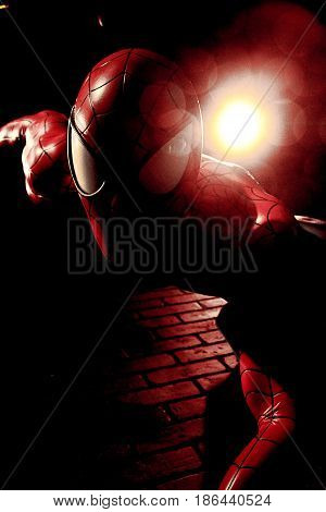 LAS VEGAS, USA - Oct 29, 2016: Close up Spiderman, Madame Tussauds museum in Las Vegas.