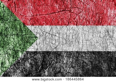 Grudge stone painted Sudan flag close up