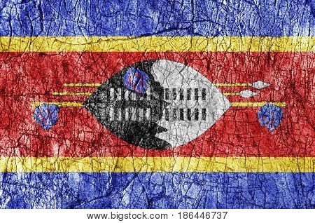 Grudge stone painted Swaziland flag close up