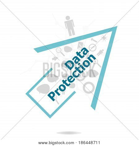 Text Data Protection. Security concept . Data protection and secure elements inforgaphic set