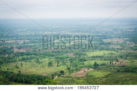 Landscape of cambodia border view from Chong Plodtang Kap Choeng District Surin Province Thailand