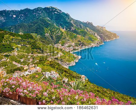 Postcard View Of Amalfi, Amalfi Coast, Campania, Italy