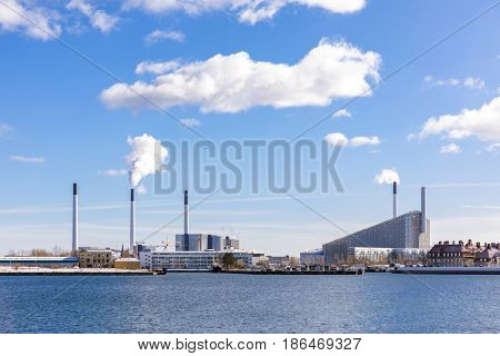 Facotry Plant along sea in Copenhagen Denmark