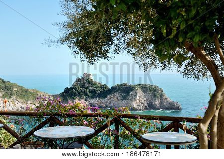 Saracen tower in Conca dei Marini Amalfi coast Italy