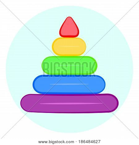 Rainbow stacking rings icon children pyramid toy icon
