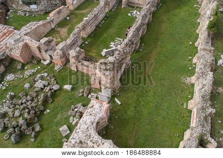 Roman ruins. The Old Roman Baths of Odessos Varna Bulgaria