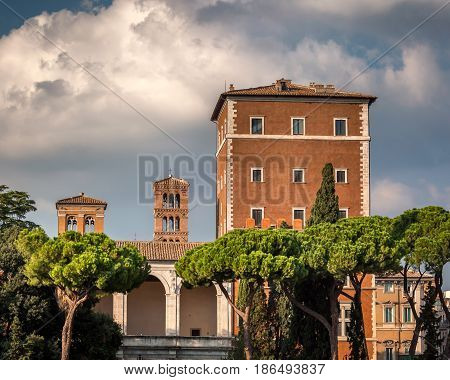 Palazzo di Venezia and Typical Rome Skyline Rome Italy