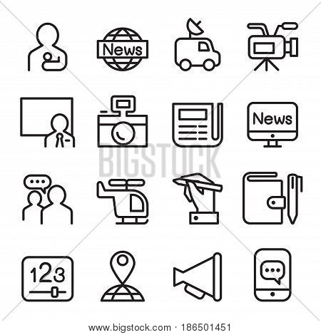news & mass media icon set in line style