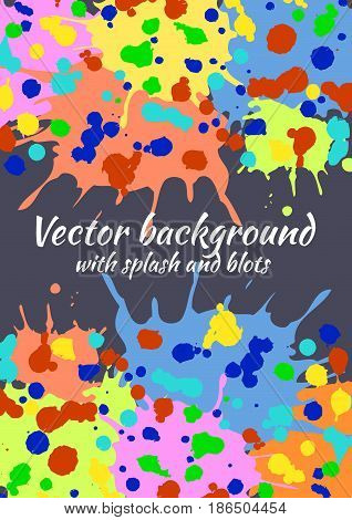 Vector Watercolor Background With Colorful Ink Blots, Splash And Brush Strokes. Colorful Creative Ar