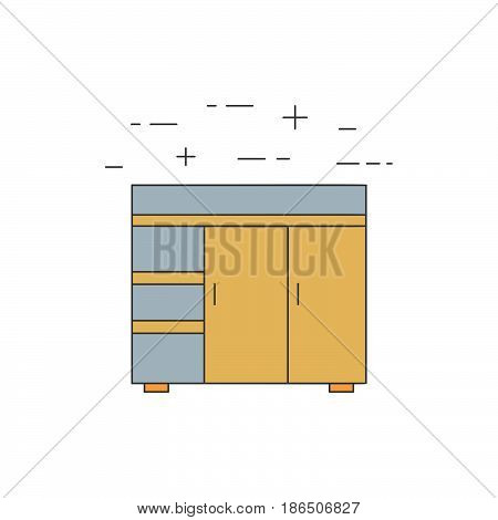 Steel Work Table Isolated Line Icon.