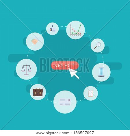 Flat Libra, Envelope, Handshake Vector Elements. Set Of Career Flat Symbols Also Includes Chart, Diagram, Libra Objects.