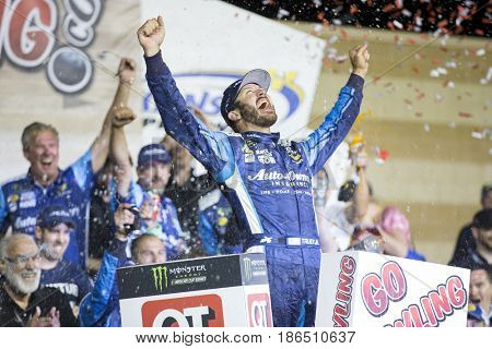 May 13, 2017 - Kansas City, Kansas, USA: Martin Truex Jr. (78) wins the Go Bowling 400 at Kansas Speedway.