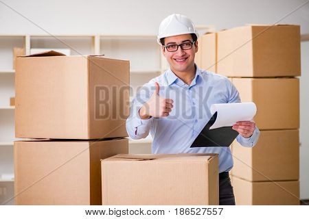 Man working in box delivery relocation service