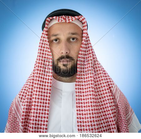 portrait of an unhappy muslim man