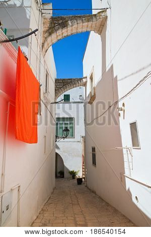 Chararacteristic alleyway of Locorotondo. Puglia. Southern Italy.