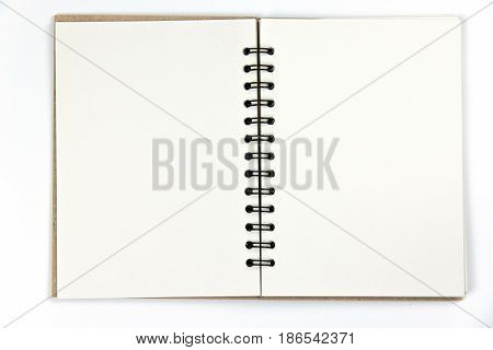Empty book of white papar. top view white background