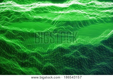 3D illustration internet connection, abstract sence of science and technology. Concept image cyberspace landscape grid