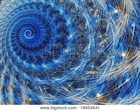 Fractal afbeelding van een abstracte spiraalvormig sterrenstelsel of constellatie.