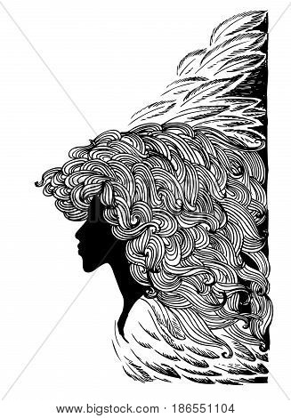 graphics illustration abstraction girl silhouette of girl art therapy zentagle