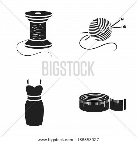 Coil of thread, centimeter, dress, ball of thread with knitting needles.Atelier set collection icons in cartoon style vector symbol stock illustration.