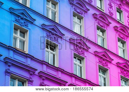 Colorful Painted Beautiful Old Building Facade