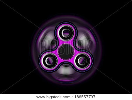 Fidget spinner icon - toy for stress relief and improvement of attention span. Filled with pink and black color. 3D Illustration Render