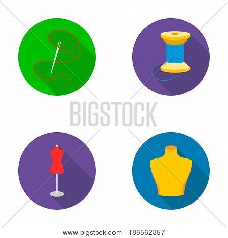 Needle and thread, female mannequin, male mannequin, thread reel.Atelier set collection icons in flat style vector symbol stock illustration .