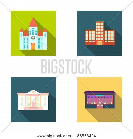 Church, hospital, cafe, museum.Building set collection icons in flat style vector symbol stock illustration .