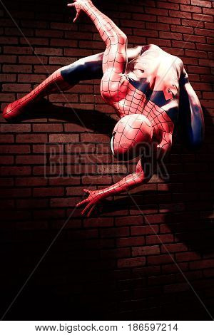 LAS VEGAS, USA - Oct 29, 2016: Close up Spiderman, Madame Tussauds museum in Las Vegas.