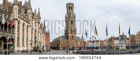 Panoramic Markt Square In Brugge