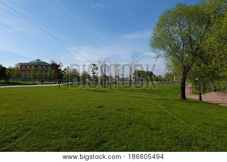 Meadow, park view of Tsaritsyno park - Moscow, Russia