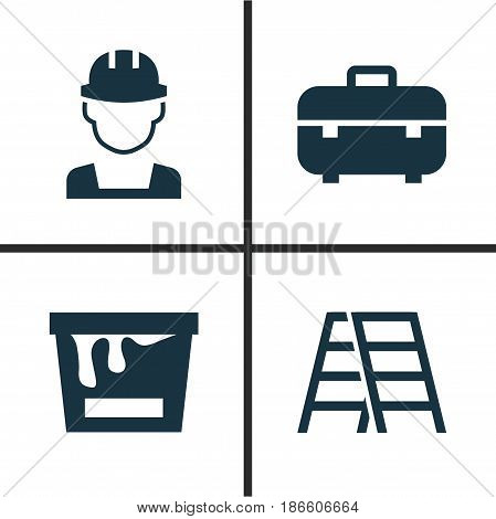 Industry Icons Set. Collection Of Stair, Equipment, Engineer And Other Elements. Also Includes Symbols Such As Case, Worker, Stair.