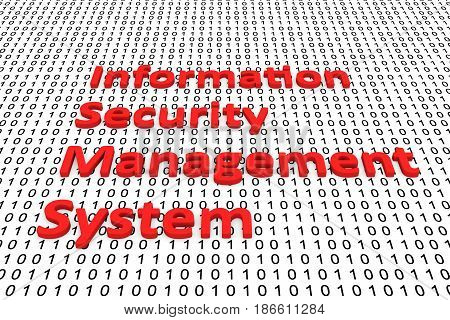 Information security management system in the form of binary code, 3D illustration